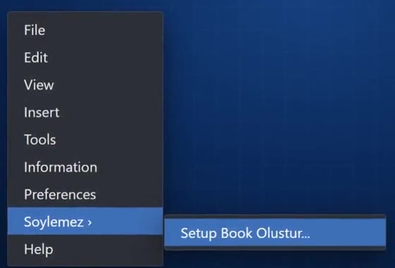 NX menüsünde Soylemez > Setup Book Oluştur