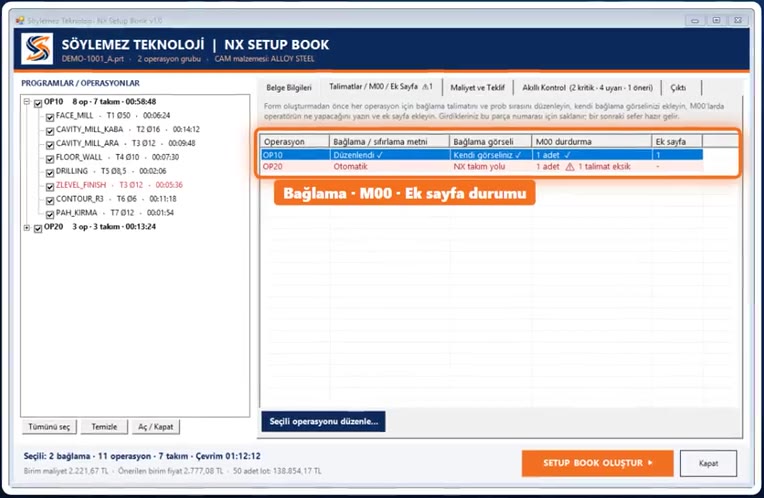 Talimatlar / M00 / Ek sayfa ekranı